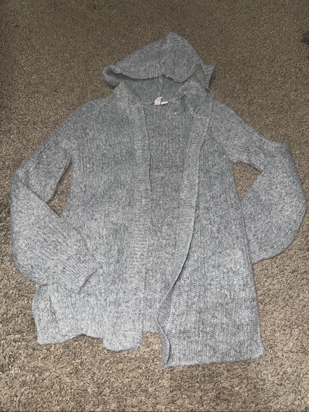 SO Cozy Hooded Open-Front Sweater Cardigan - Gray